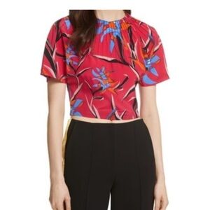 Diane Von Furstenberg Bright Floral Crop Top